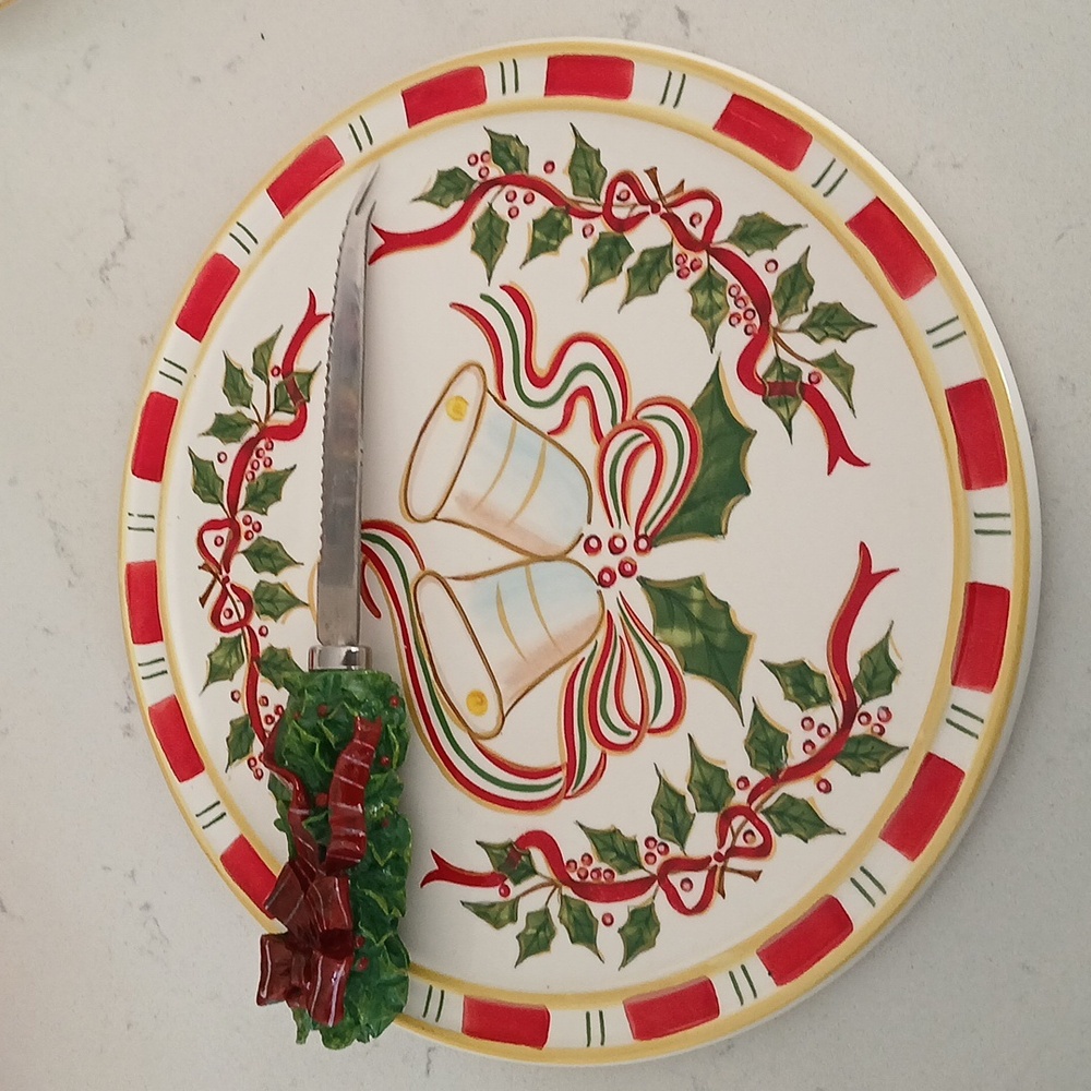 Sonoma Christmas holiday hand painted Cheese plate New - Picture 2 of 6